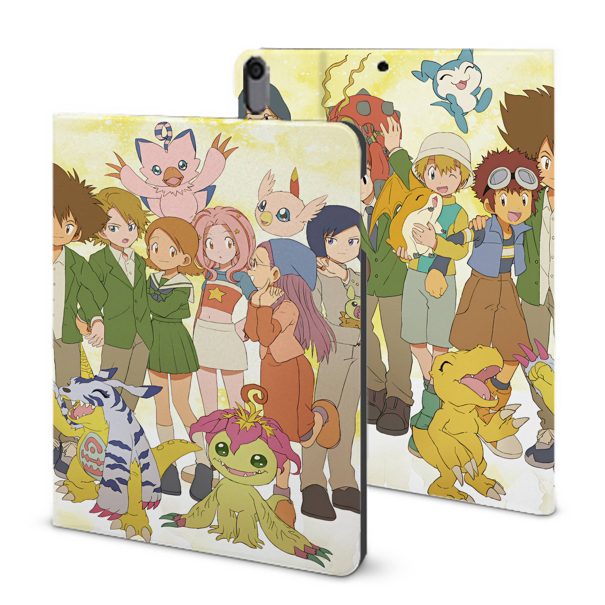 （画像用） Digimon デジタルモンスター/デジモン IPad ケース ブック型 PUレザー TPU 耐衝撃 軽量 薄型 ペン収納なし 全面保護 IPad 各モデル対応